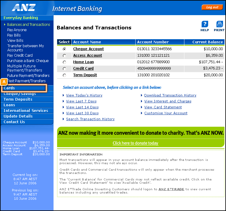 Balances and Transactions