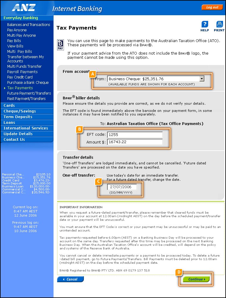 Tax Payments Page