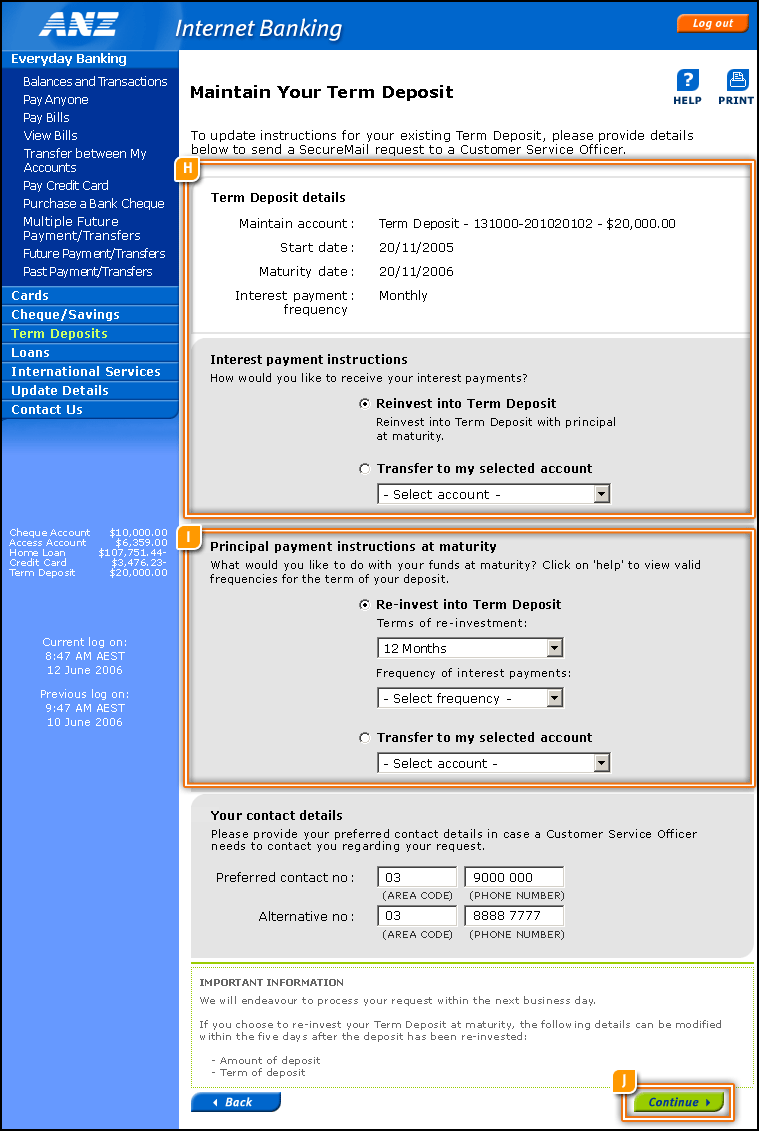 UI064 1 Existing Term Deposit Action Screen gif