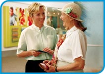 Staff member assisting a customer