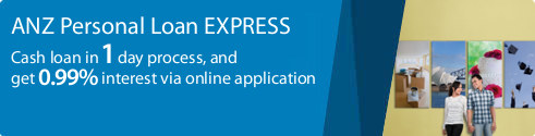 ANZ Personal Loan Express. Cash loan in one day process. Get 0.99% interest via online application.