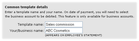 Add a payroll template - common details