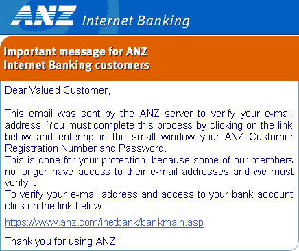 Fake email example
