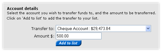 Add a multiple transfer temaplte - account details