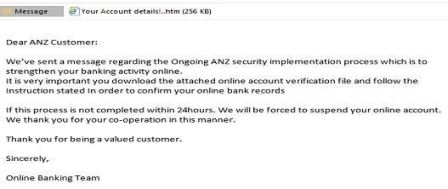 An example of a phishing email An example of a phishing email