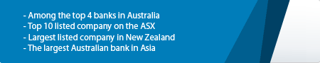 Among the top 4 banks in Australia, Top 10 listed company on the ASX, Largest lsited company in New Zealand, The largest Australian bank in Asia