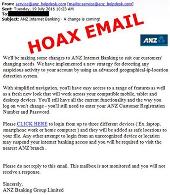 anz security fraud email hoax phishing examples alerts reporting