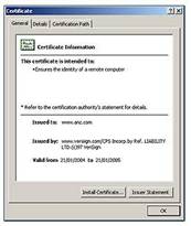 Example digital certificate
