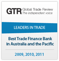 Globa Trade Review - Leaders in trade - Best Trade Finance Bank in Australia and the Pacific - 2009, 2010, 2011