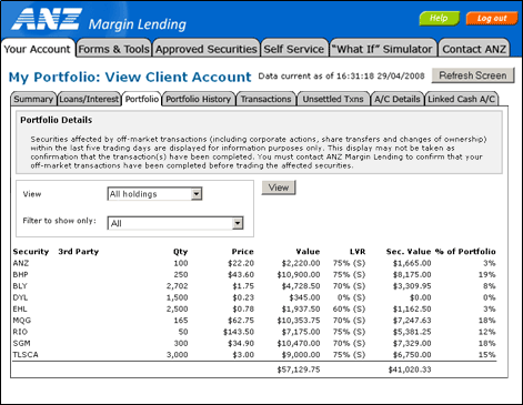 Portfolio Screen
