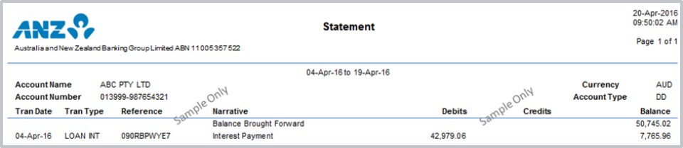 Transaction statement