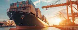 Ship carrying containers