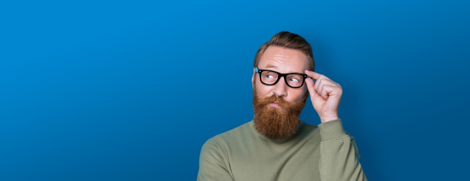 Man with spectacles is looking