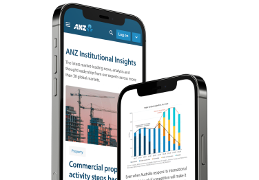 Phone screens showing ANZ Institutional Insights articles