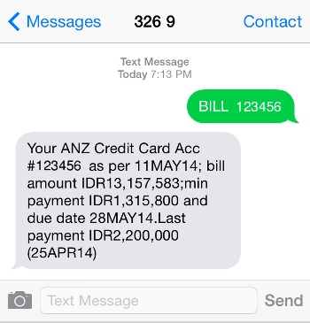 ANZ SMS Card Info  ANZ Indonesia
